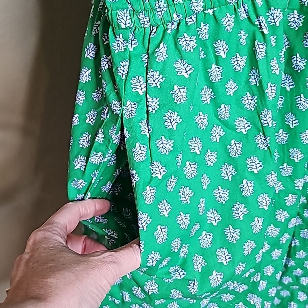 NWOT J.crew 16 Short Sleeve Cinch tie Waist shirt dress green - Picture 5 of 11